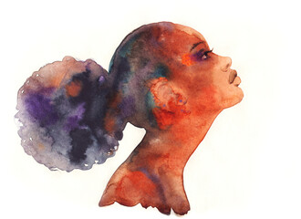 Sticker - african american woman. illustration. watercolor painting
