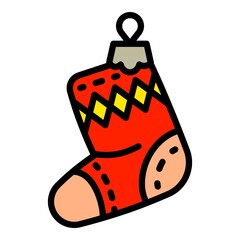 Poster - Christmas red sock tree toy icon. Outline Christmas red sock tree toy vector icon for web design isolated on white background