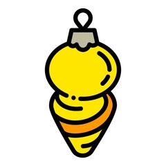 Poster - Christmas yellow cone tree toy icon. Outline Christmas yellow cone tree toy vector icon for web design isolated on white background