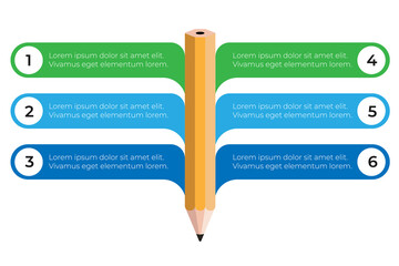 Wall Mural - Pencil infographics with six step options