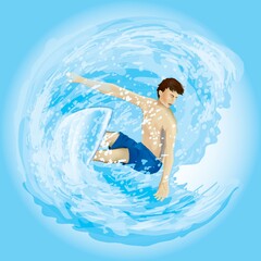 Wall Mural - boy surfing