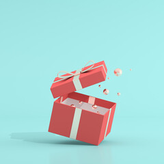 Poster - Mock up of gift box and golden balls in minimal style. 3D rendering.	
