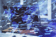 © peshkova - Multi exposure of computer on background and technology theme drawing. Concept of innovation.