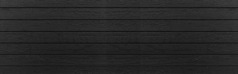 Wall Mural - Panorama of High resolution black wood plank texture and seamless background