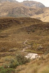 Poster - Small pond under the mountains and rocks in Ecuador