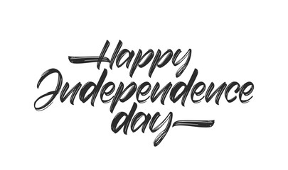 Wall Mural - vector handwritten lettering of happy independence day on white background.