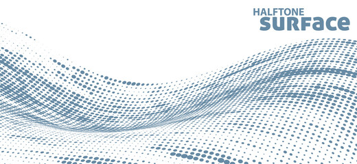 Poster - Dotted wavy surface with halftone effect. Vector