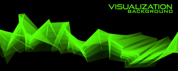 Poster - Visualization tech abstraction with green lines on black. Vector graphics