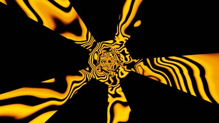 Wall Mural - HD video of abstract energy tunnel in space. Energy yellow color animal pattern or texture force fields Tunnel in outer space. Vortex energy flows. A glowing tunnel bursts with energy loop animation.