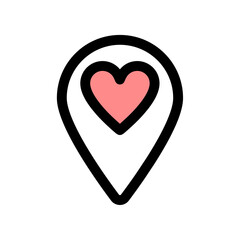 Fototapete - Map pointer with heart icon. Vector illustration.