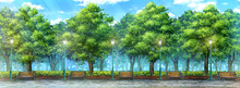 Park Anime Background - Day And Light On.	
