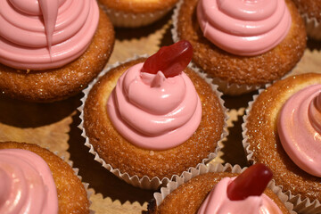 cupcakes with pink frosting