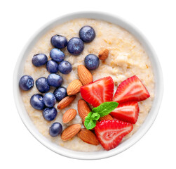 Wall Mural - Healthy homemade oatmeal with berries for breakfast