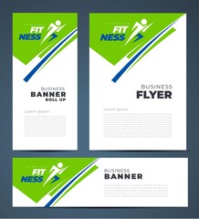 Wall Mural - Fitness theme Set flyer cover, banner, roll up banner