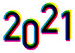 © pict rider - Carte de vœux 2021 avec un graphisme dynamique et coloré, utilisant les couleurs primaires de l’imprimerie dans une création originale.