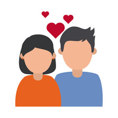 Sticker - young couple love hearts romantic affection relationship flat style icon