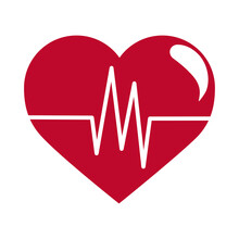 Breathing And Alive Sign Red Love Heart Healthy Flat Style Icon