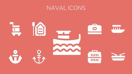 Canvas Print - Modern Simple Set of naval Vector filled Icons