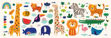 Fototapeta Pokój dzieciecy - Cute vector cartoon animals. Childish pattern	