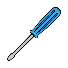 Sticker - Screwdriver icon. Cute outline sketch. Vector flat graphic hand drawn illustration. The isolated object on a white background. Isolate.