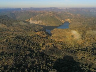 Sticker - Aerial view of landscape in National Park of Spain. Drone Photo