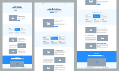 Wall Mural - one page landing website design template for business. landing page ux ui wireframe. flat modern res