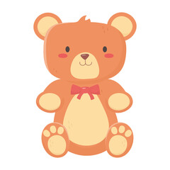 Wall Mural - kids toys teddy bear with bow decoration isolated icon design white background