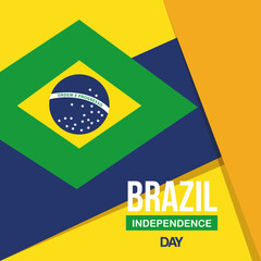 Canvas Print - banner of brazil independence celebration, with icons flag emblem decoration vector illustration design