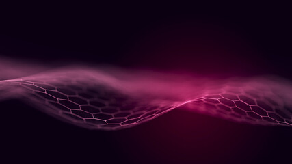 Fototapete - Structural communication of data transmission. Futuristic hexagon illustration. Technology concept. 3D rendering.