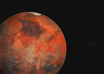Wall Mural - red rock and lava fiction maars planet of solar system in outer space. 3d render illustration elemen