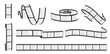 Cinema strip roll. Film roll vector, film 35mm blank slide frame, photo video monochrome picture, negative and strip, media filmstrip. Vector illustration.