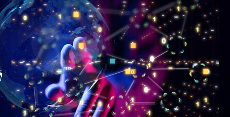 code data concept in hand digital 3d