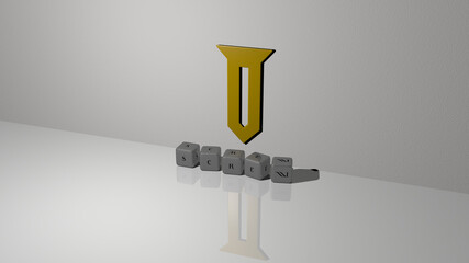 3D graphical image of SCREW vertically along with text built by metallic cubic letters from the top perspective, excellent for the concept presentation and slideshows