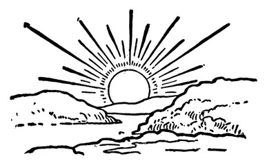 Wall Mural - sunrise, vintage illustration.