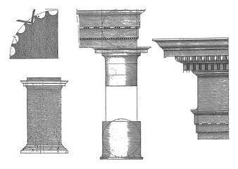 Wall Mural - Corinthian columns and main frame, Hendrick Hondius (I), vintage illustration.