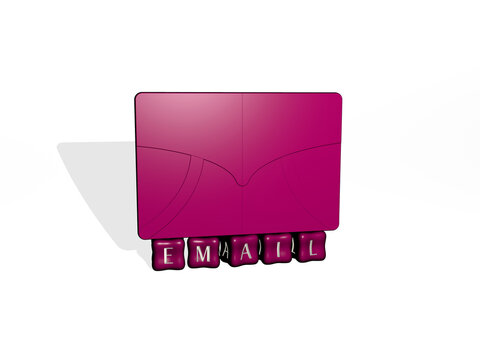3D illustration of EMAIL graphics and text made by metallic dice letters for the related meanings of the concept and presentations. business and icon
