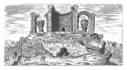 Wall Mural - Ruins of the Trophies of Marius in Rome, vintage illustration.
