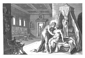 Wall Mural - Apollo seduces Leucothea, vintage illustration.