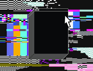 Poster - Abstract technology background with pixel noise compression artifacts.  Glitched screen with digital datamoshing effect, damaged VHS tape.