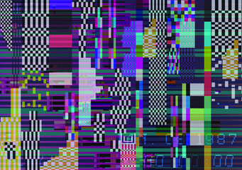 Poster - Abstract technology background with pixel noise compression artifacts.  Glitched screen with digital datamoshing effect, damaged VHS tape.