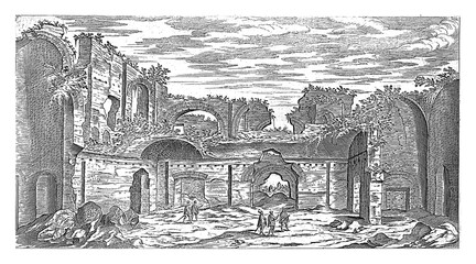 Wall Mural - Ruins of the Baths of Caracalla in Rome, vintage illustration.