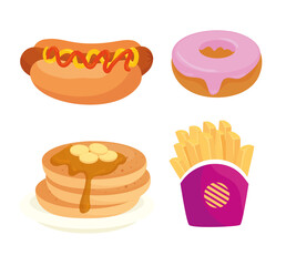 Wall Mural - set of fast food, lunch or meal vector illustration design