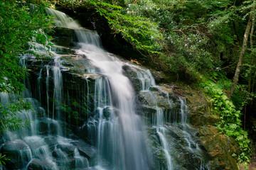 motion blurred water in soco falls north carolina