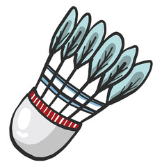 Sticker - White shuttlecock, illustration, vector on white background