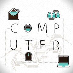 Wall Mural - word computer with technology icons