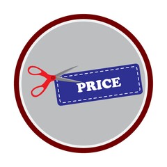 Poster - a pair of scissors cutting a price tag