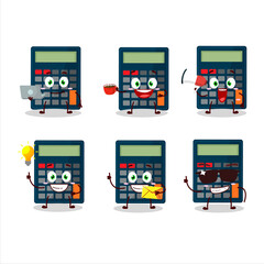 Canvas Print - Calculator cartoon character with various types of business emoticons