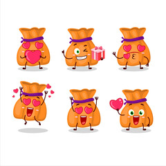 Sticker - Orange candy sack cartoon character with love cute emoticon