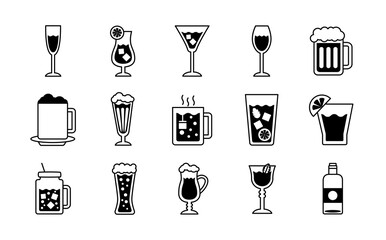 Canvas Print - bundle of drinks collection set icons