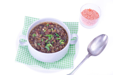 Wall Mural - Vegetarian thick soup with vegetables and lentils